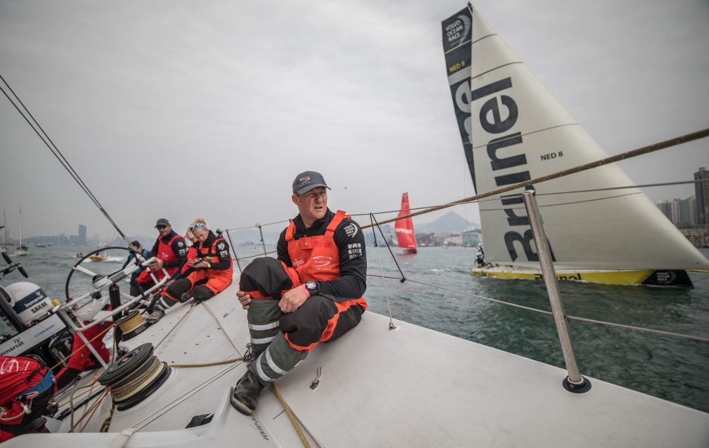 John Fisher, à bordo do Sun hung Kai/Scallywag no primeiro dia da etapa. |Foto: Jeremie Lecaudey/Volvo Ocean Race