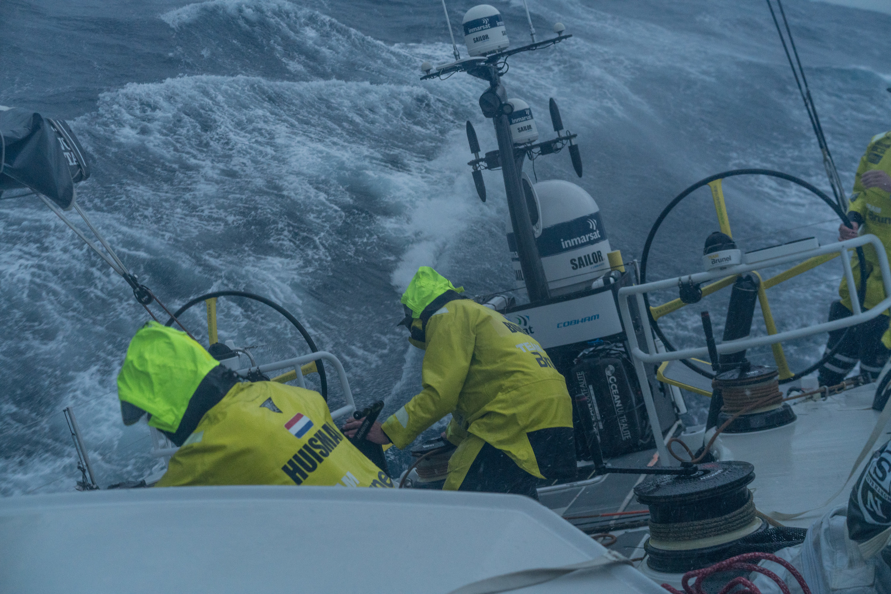 Leg 6 to Auckland, day 02 on board Brunel. Upwind in 35 knts along Taiwan. 08 February, 2018.